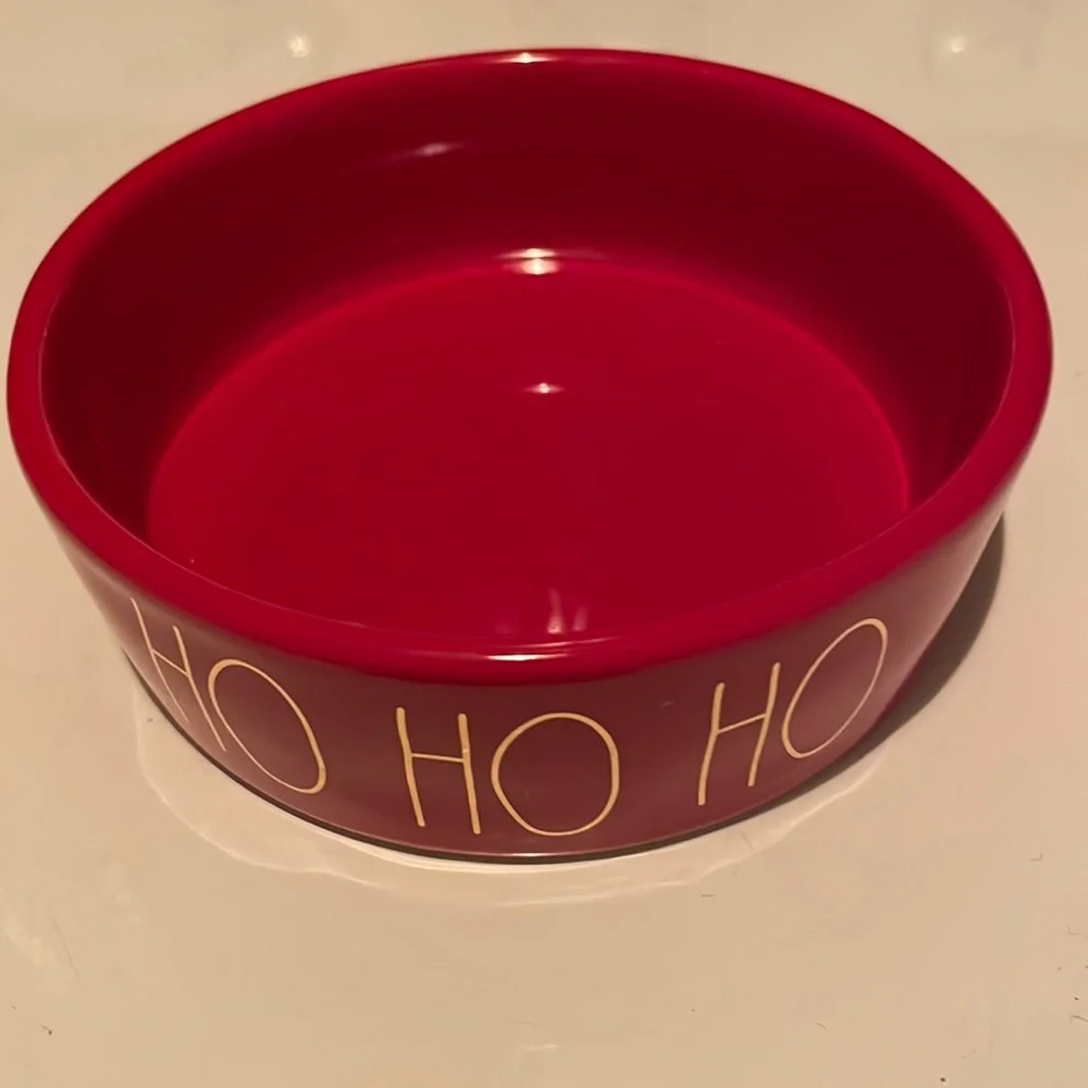 Rae Dunn pet dish dog cat red gold artisan collection magenta